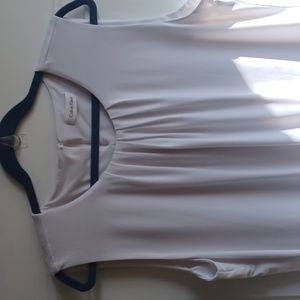 Calvin Klein white ruched neck sleeveless office top, size LG